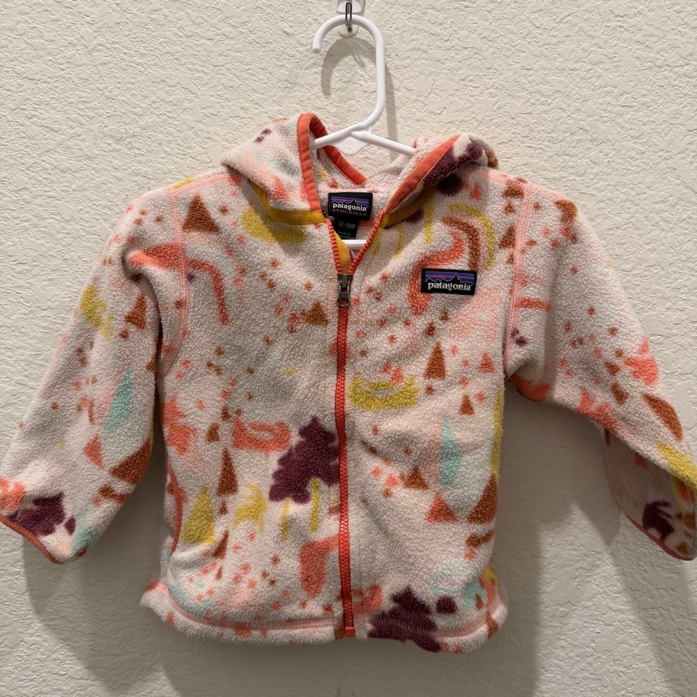 Patagonia Synchilla Fleece Hoodie Toddler 12-18M Pink Abstract Print 60092